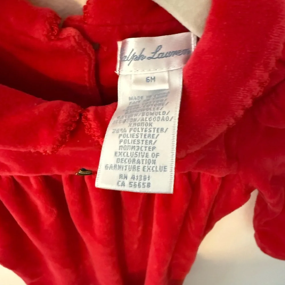 Ralph Lauren Red Velour Christmas Footie